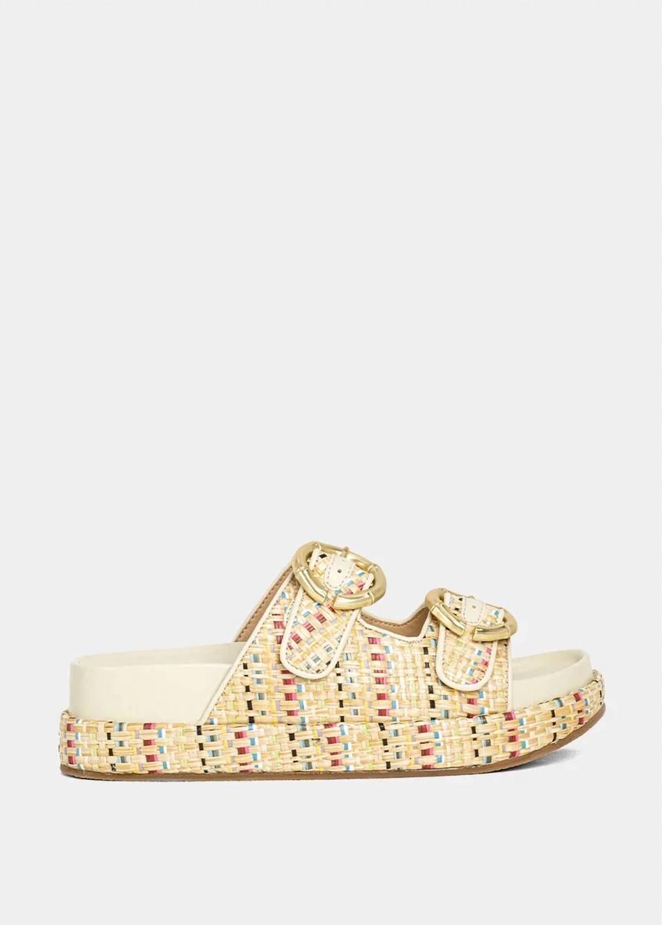 NEW SHU SHOP women's lori footbed flatform sandal in warm multi woven
